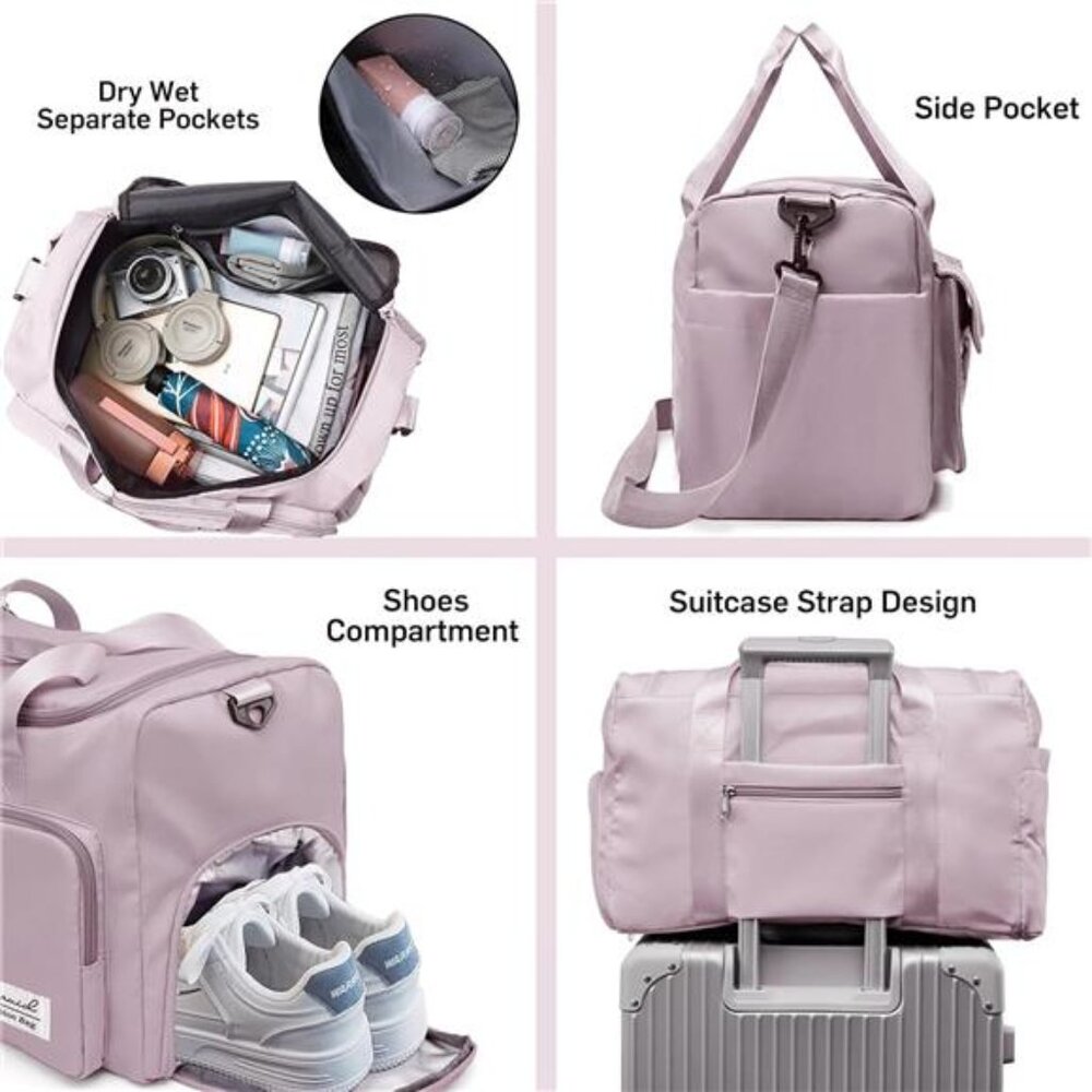Sports Gym Bag with Shoes Compartment- Pink - Picture 3 of 6